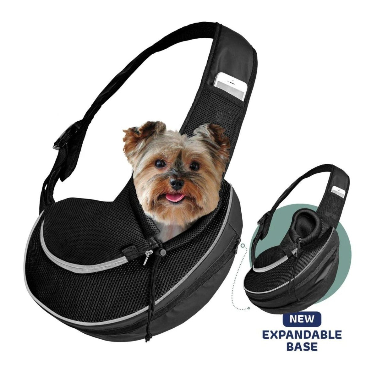 Katziela Expandable Sling Bag Black - Pets Perfect