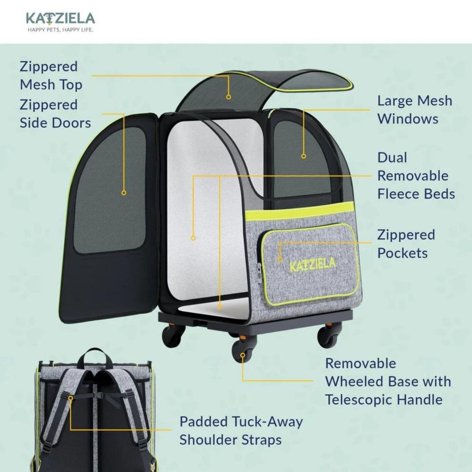 Katziela Hybrid Adventurer Backpack Wheels Gray/Green, view 3