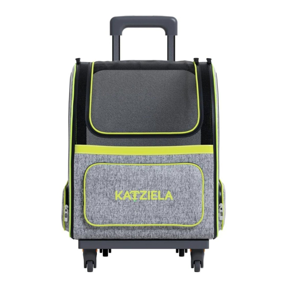 Katziela Hybrid Adventurer Backpack Wheels Gray/Green - Pets Perfect