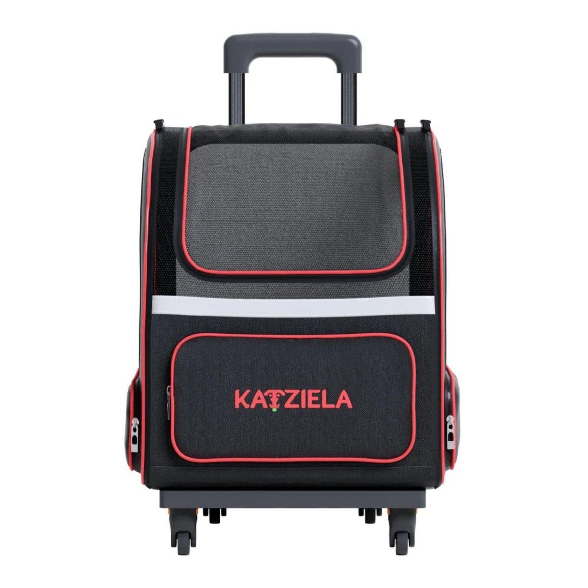 Katziela Hybrid Adventurer Backpack Wheels Black/Red - Pets Perfect
