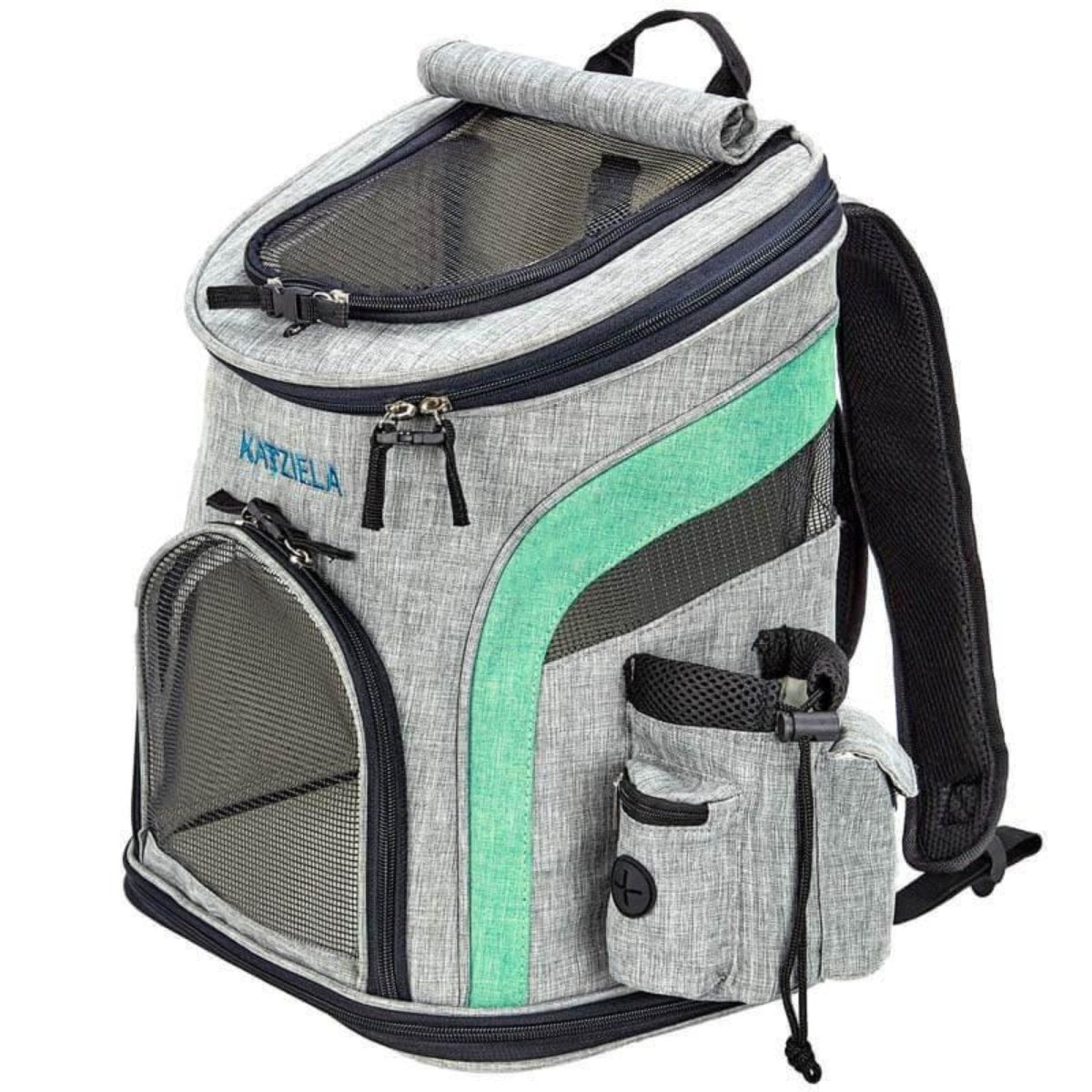 Katziela Voyager Backpack Carrier Gray/Light Green - Pets Perfect