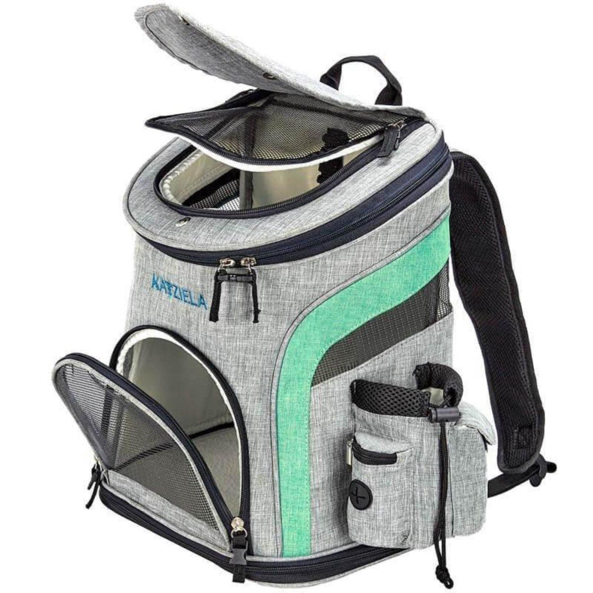 Katziela Voyager Backpack Carrier Gray/Light Green - Pets Perfect