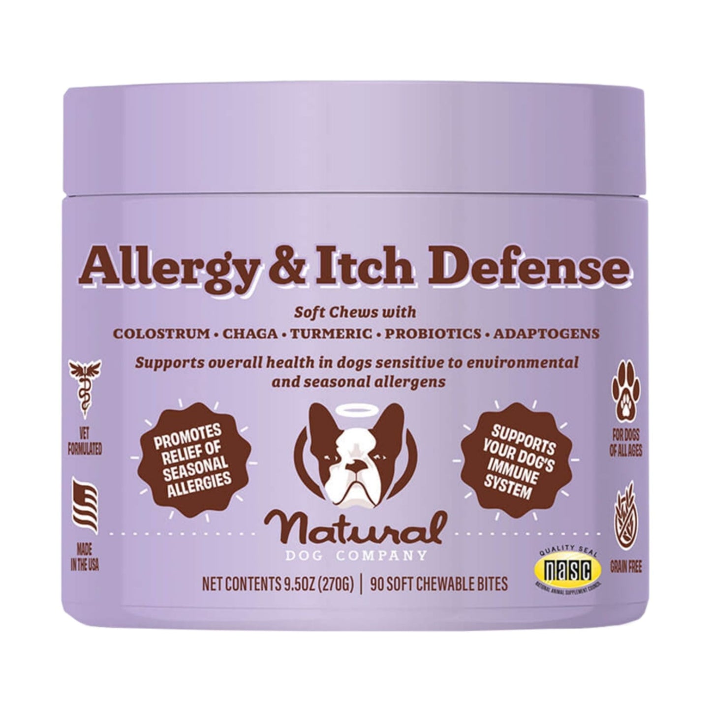 Natural Dog Company Dog Allergy & Itch Supplement Dog Chews - 90 ct