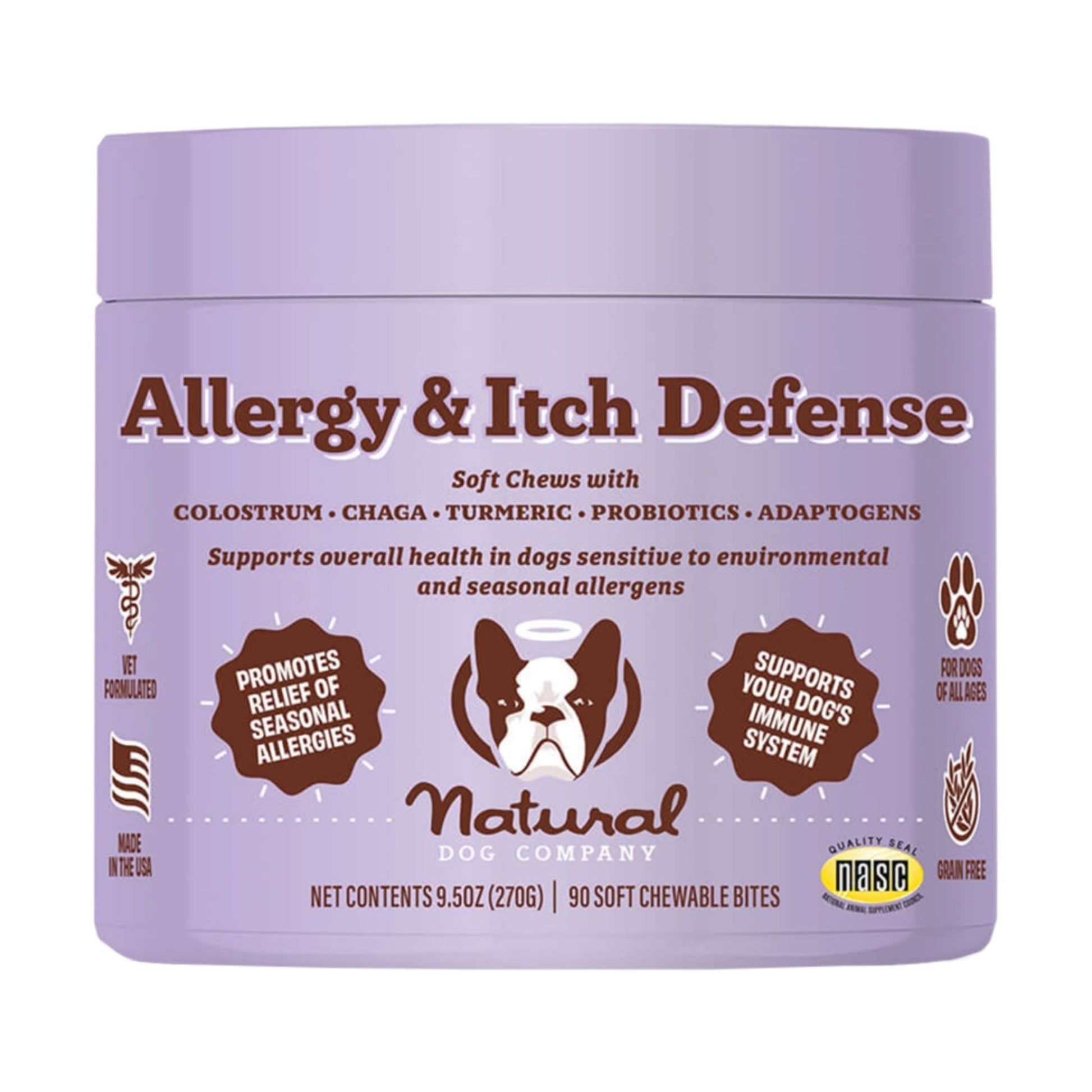 Natural Dog Company Dog Allergy & Itch Supplement Dog Chews - 90 ct