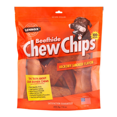 Lennox Beefhide Chew Chips Dog Treat Hickory Smoked, 16 oz