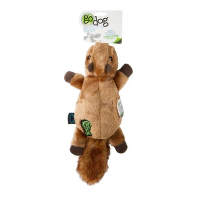 GoDog Flatz Squirrel Squeaky Plush Flattie Dog Toy - Brown, Large