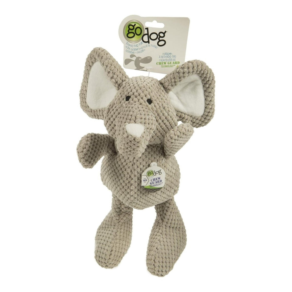 goDog Checkers Elephant Plush Dog Toy - Gray, Large