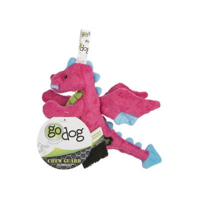goDog Dragons Squeaky Plush Dog Toy - Pink, Small