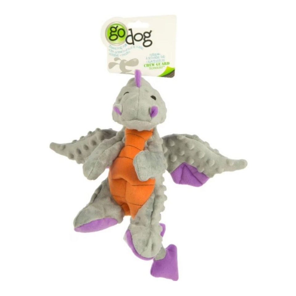 goDog Dragons Squeaky Plush Dog Toy - Gray, Large