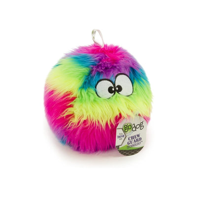 GoDog Furballz Squeaky Plush Ball Dog Toy - Rainbow, Large