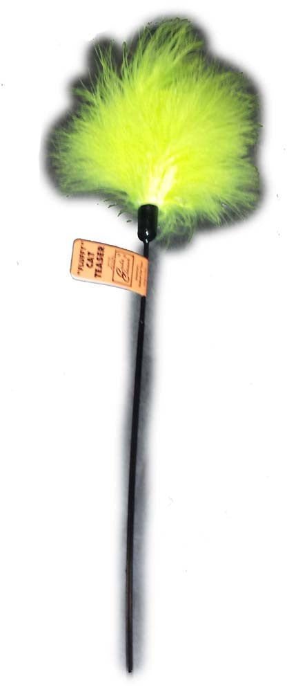 Cat Claws Cat Teaser Fluffy Feather Wand Cat Toy Black, Green 1ea/18 in - Pets Perfect