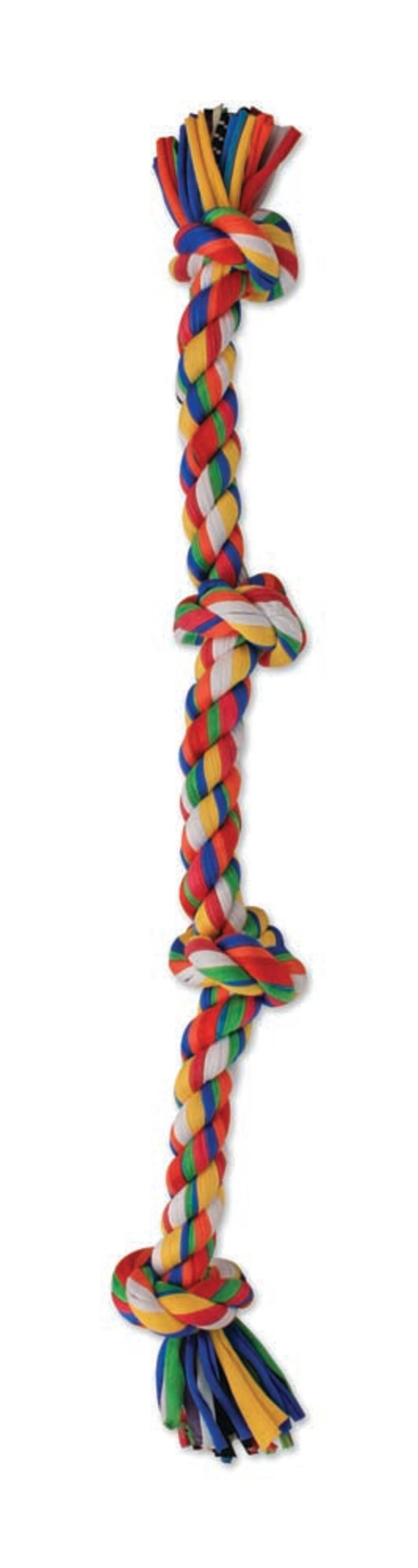 Mammoth Cloth Dog Toy Rope 4 Knot Tug Assorted 27 in, Large