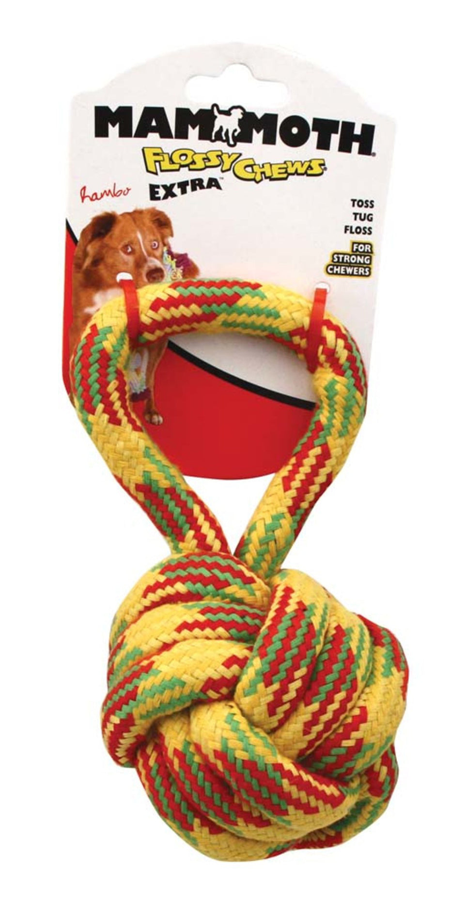 Mammoth EXTRA Monkey Fist With Handle Dog Toy Multi-Color, 3.5 in