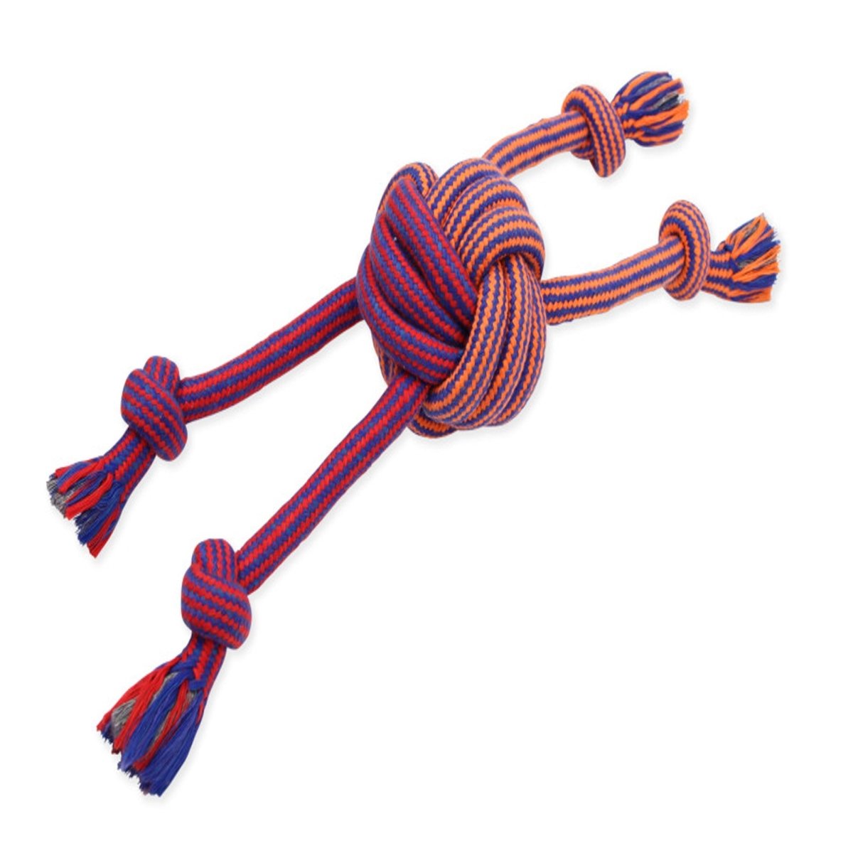 Mammoth Pet Products EXTRA Flossy Chew Monkey Fist Dog Toy Red/Blue/Orange 1ea/LG, 18 in - Pets Perfect