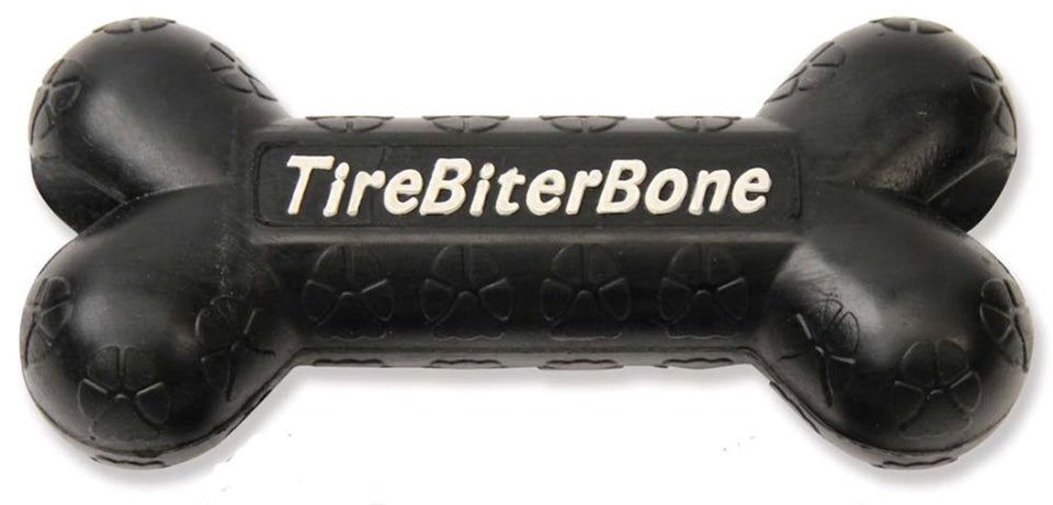 Mammoth Pet Products TireBiter Bone with Treat Station Dog Toy, Black Large, 7.25 in