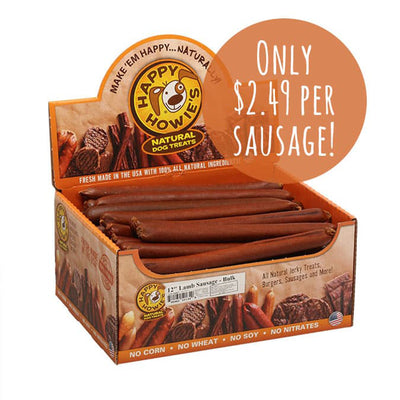 Happy Howie Dog Lamb Sausage 12 in Bulk 36 ct