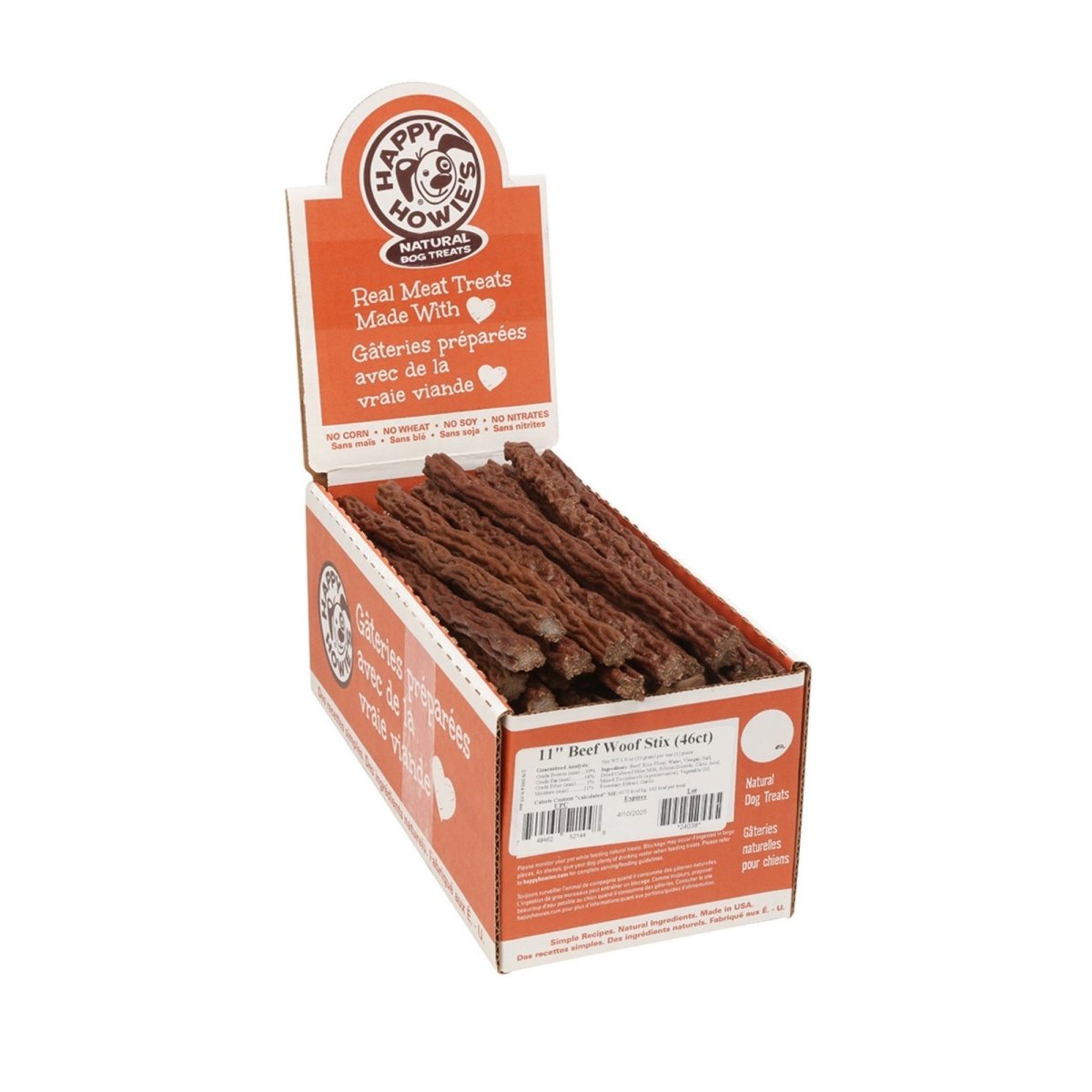 Happy Howie Dog Beef Woof Stix 11 Inch 46 Pack - Pets Perfect