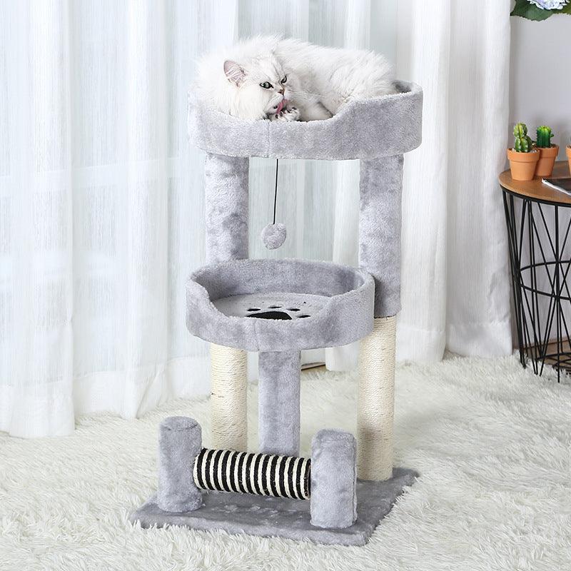 Paw Print Cat Climbing Frame - 2 - Tier Sisal Scratching Tower with Toy - Pets Perfect