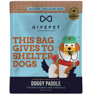 Doggy Paddle treats pouch with illustrated dog wearing a lifeguard hat