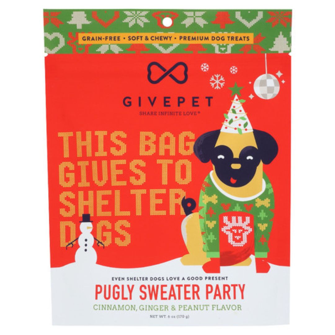 : Givepet Dog Holiday Soft & Chewy GF Pugly Sweater Training Dog