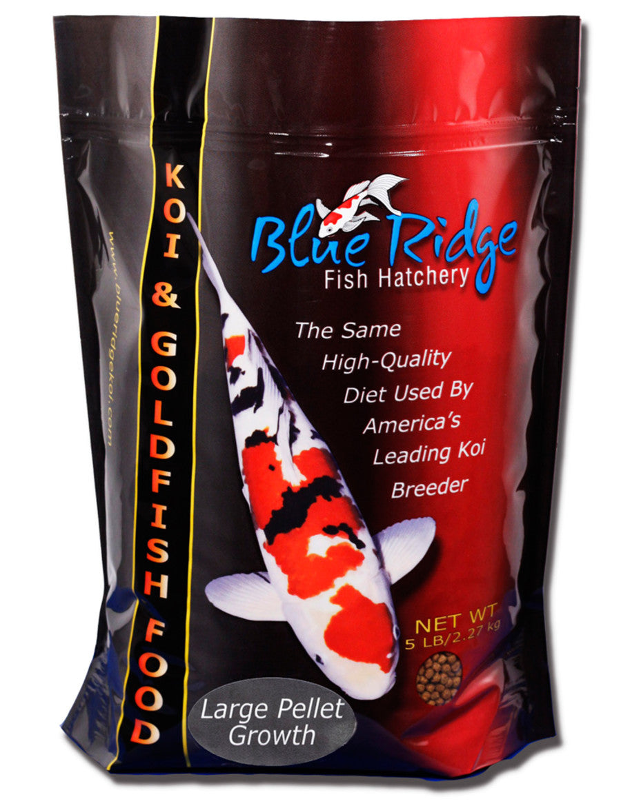Blue Ridge Fish Hatchery Growth Formula Pellet Fish Food for Koi and Goldfish, 5 lb, Large
