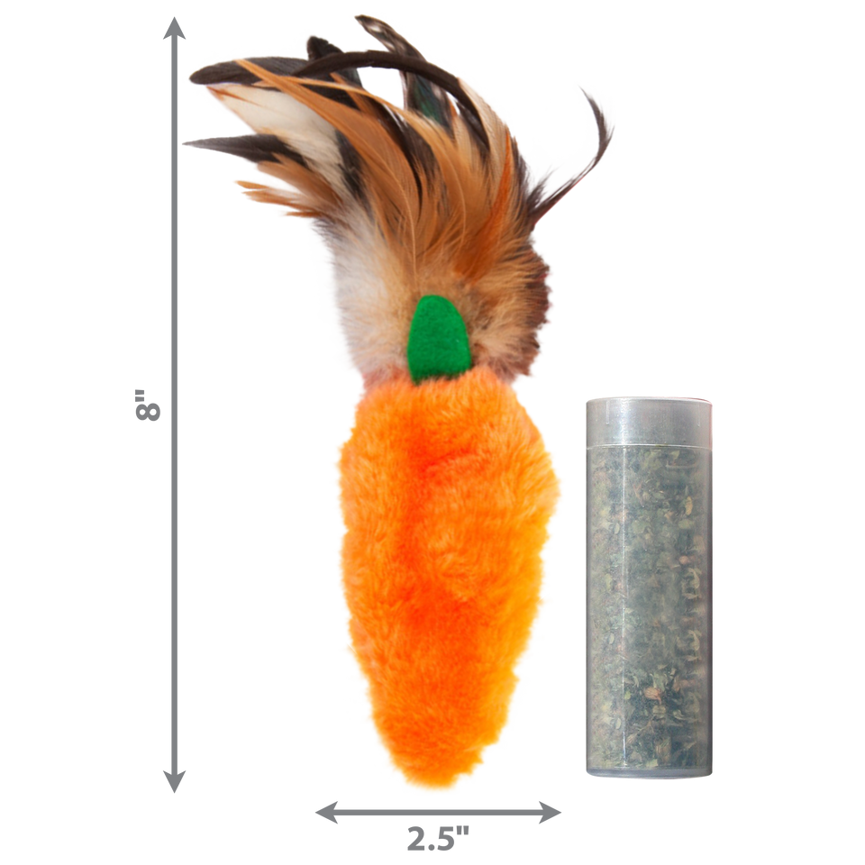 KONG Refillables Catnip Carrot with Feather Cat Toy Orange