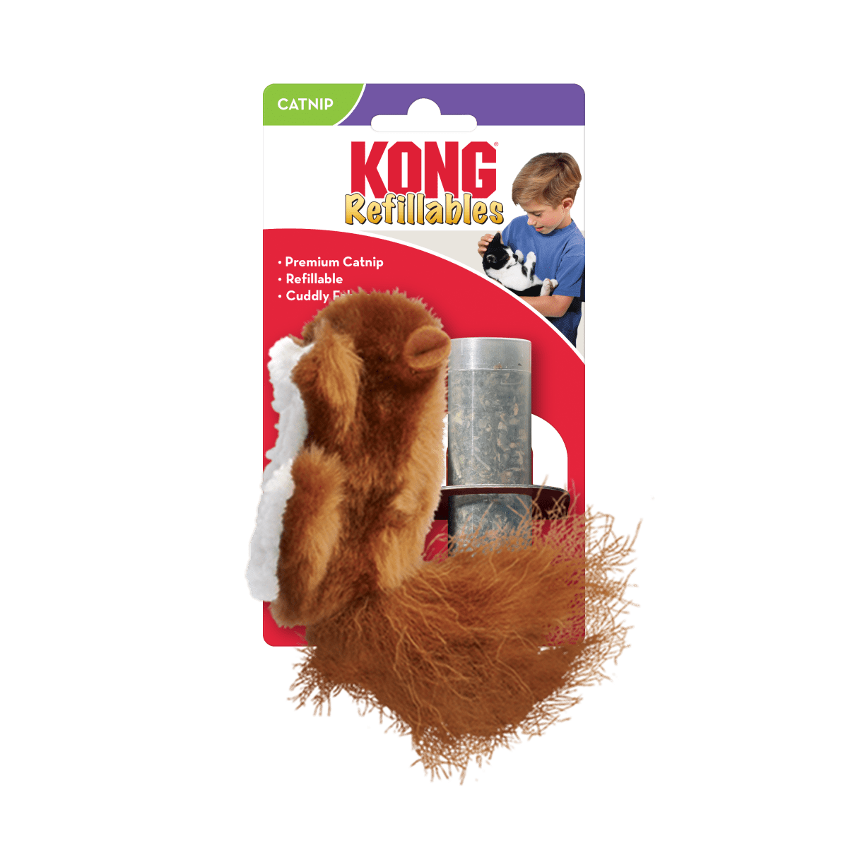 KONG Refillables Catnip Squirrel Cat Toy Brown 1ea/One Size - Pets Perfect