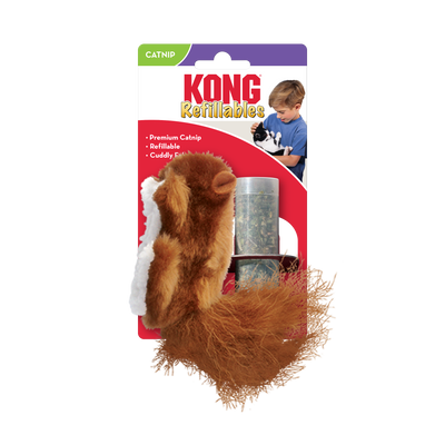KONG Refillables Catnip Squirrel Cat Toy Brown