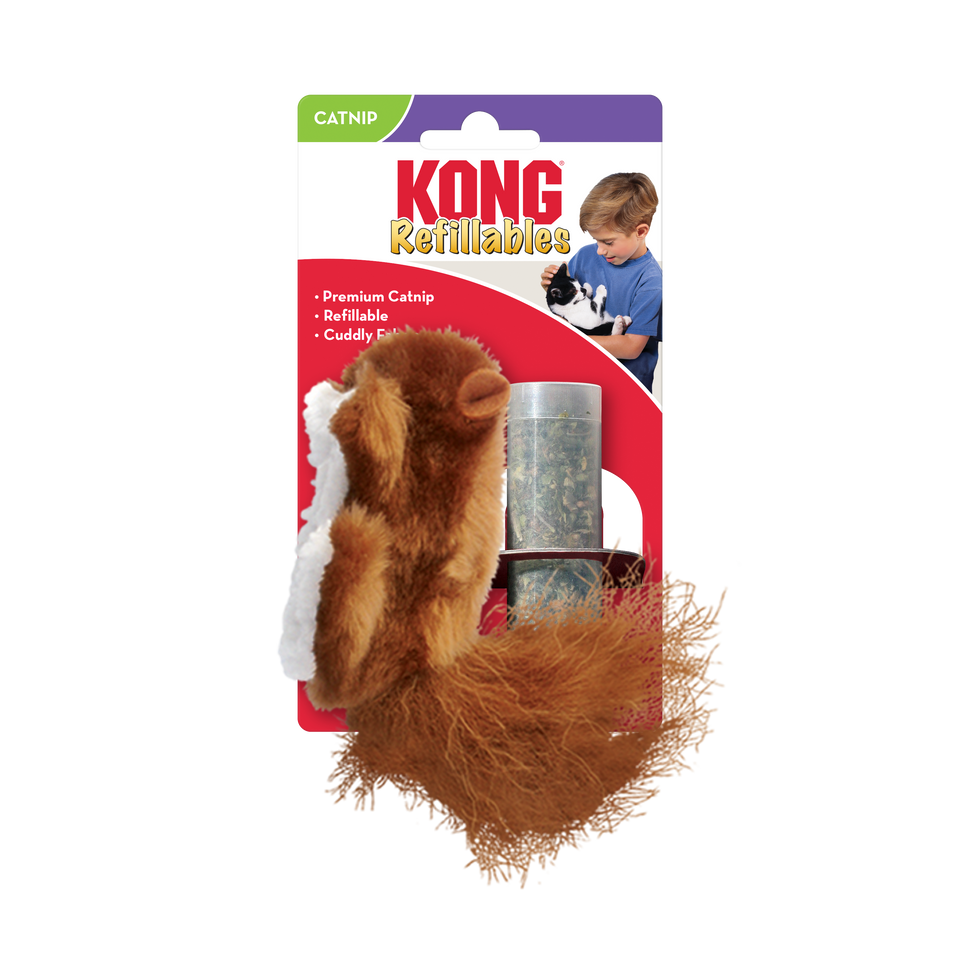KONG Refillables Catnip Squirrel Cat Toy Brown