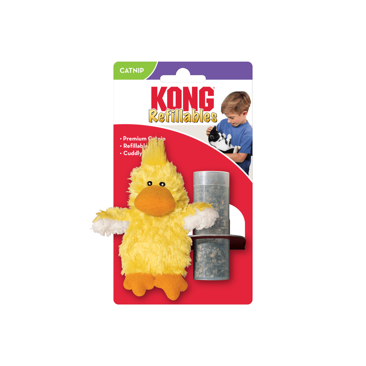 KONG Refillables Catnip Duckie Cat Toy Yellow 1ea/One Size - Pets Perfect
