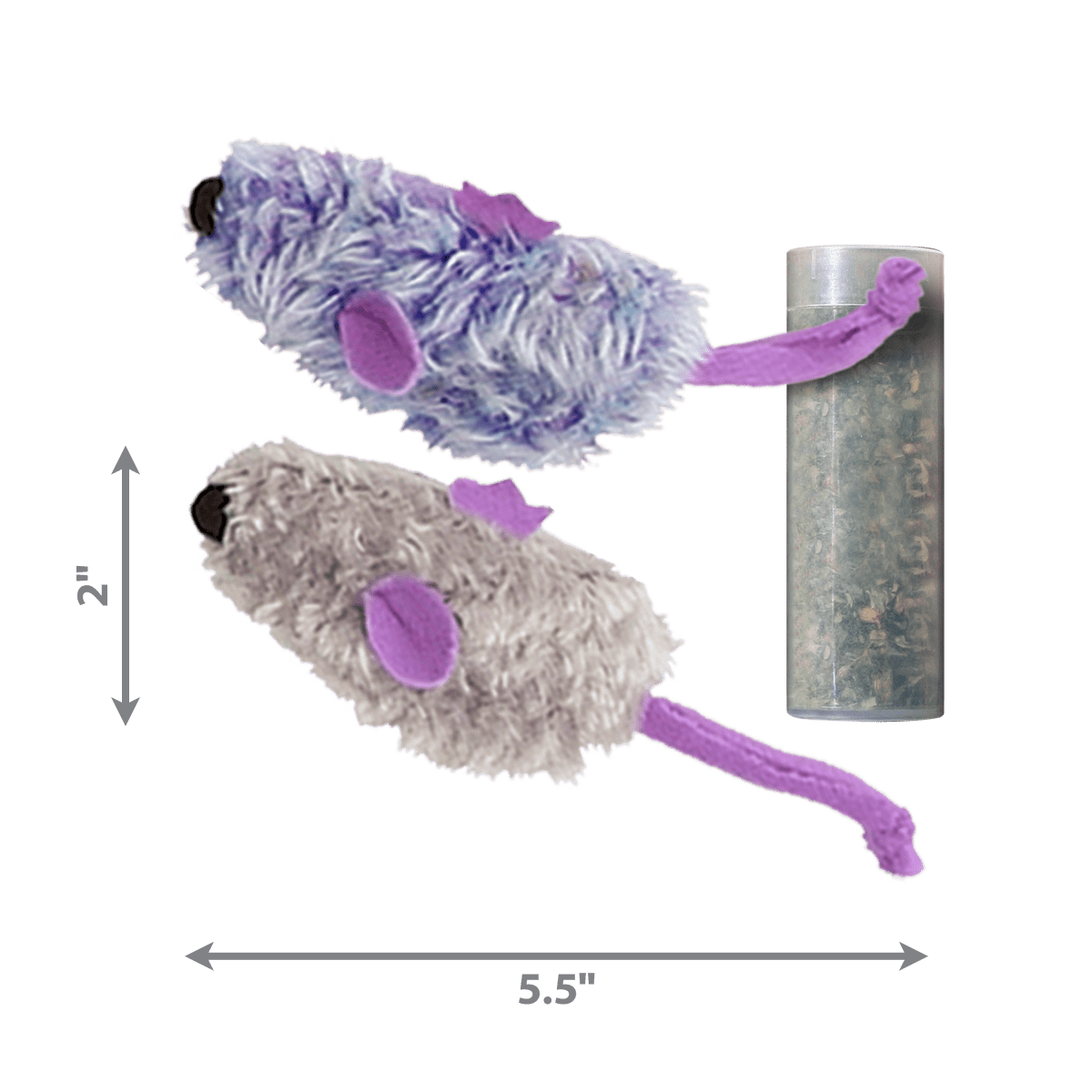 KONG Refillables Catnip Purple and Frosty Mice Cat Toy Purple, Frosty Grey 1ea/One Size, 2 pk - Pets Perfect