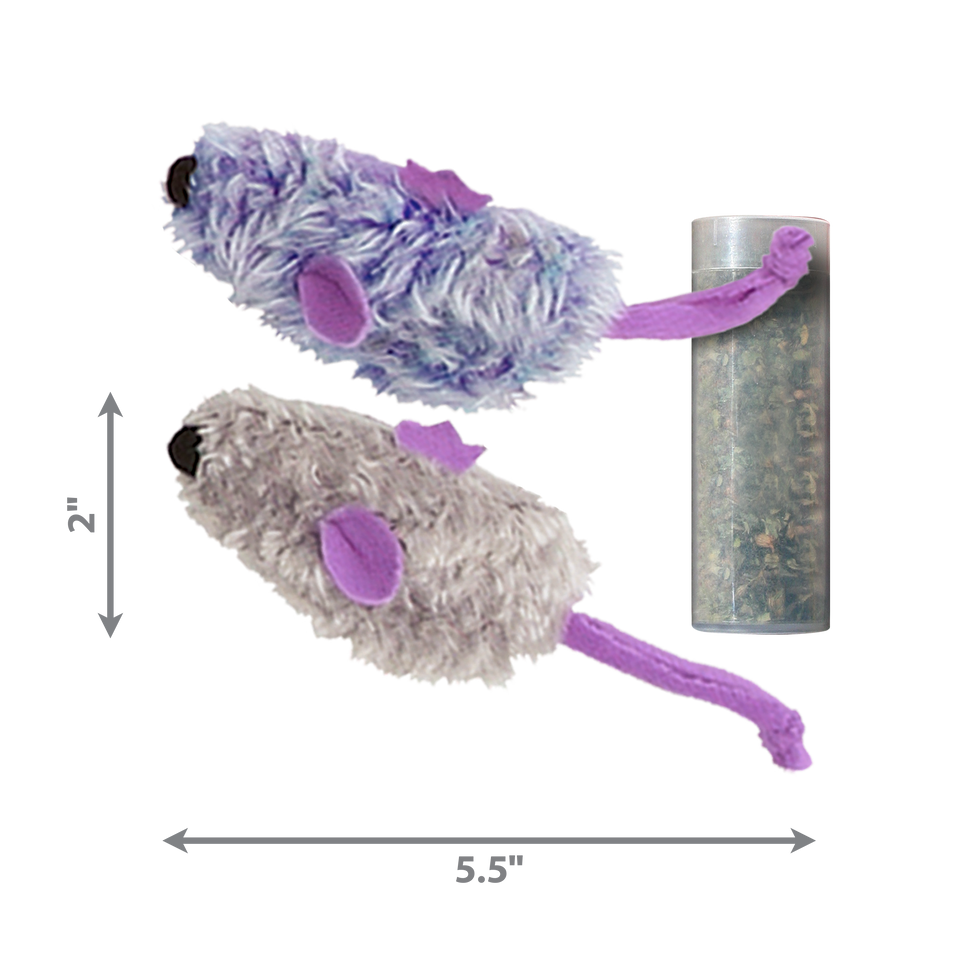 KONG Refillables Catnip Purple and Frosty Mice Cat Toy Purple, Frosty Grey, 2-Count