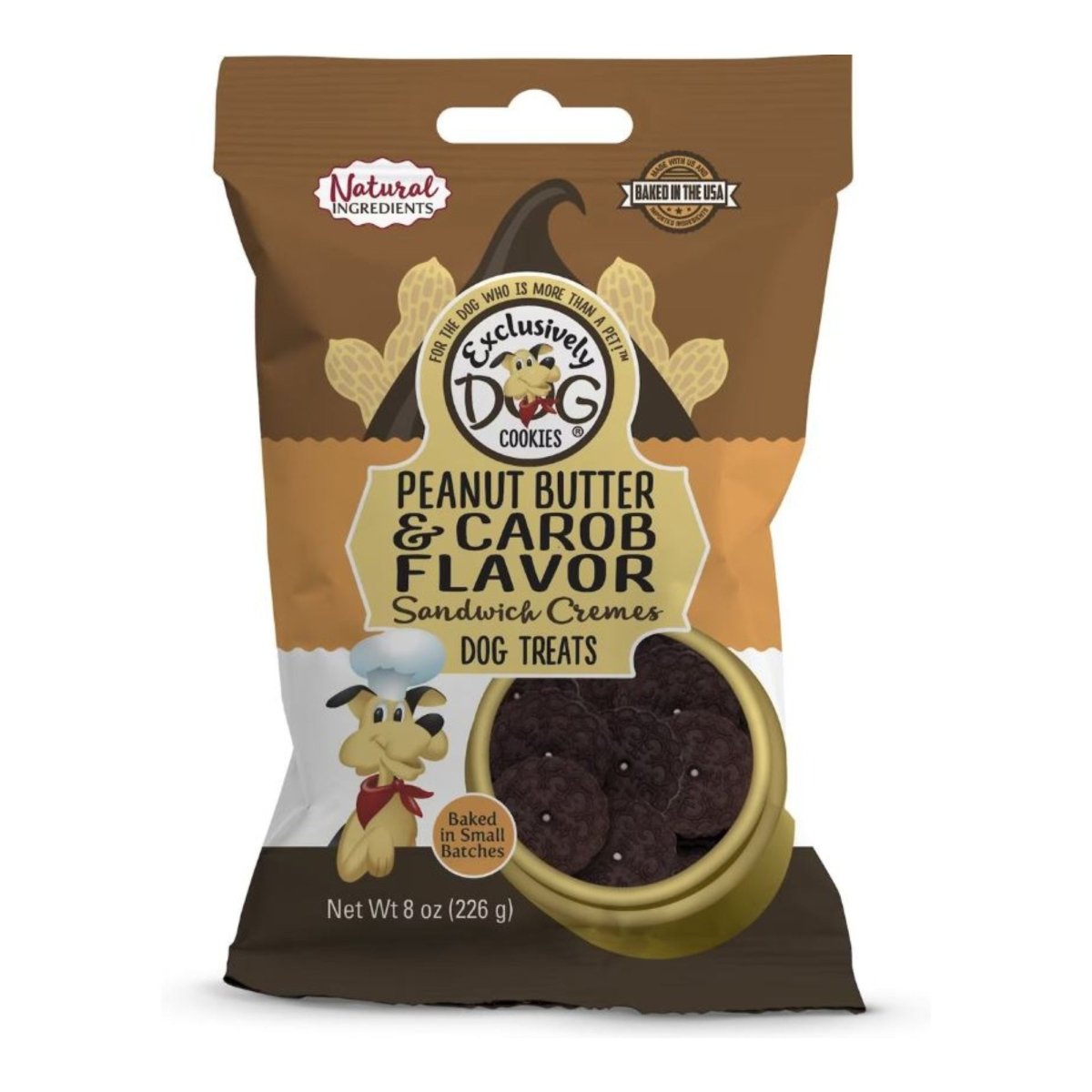 Exclusively Pet Peanut Butter Carob Sandwich Creme Dog Treats 8 oz - Pets Perfect