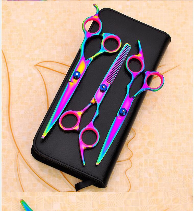 Professional Pet Grooming Scissors Set - 7 - Piece Kit with Curved, Straight & Thinning Shears - Pets Perfect