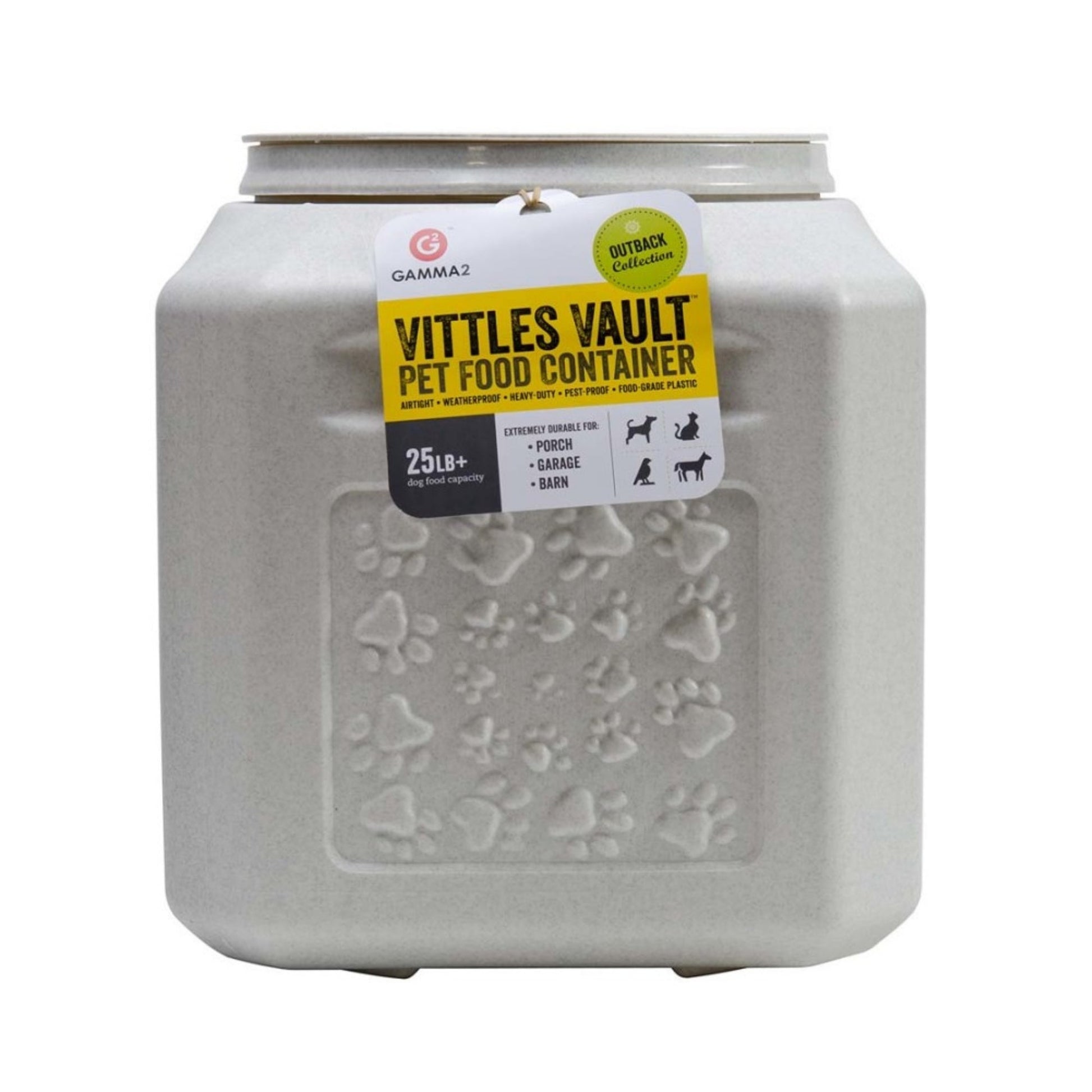 Vittles Vault Outback Paw Print Pet Wet Dog Food Container White 25 lb
