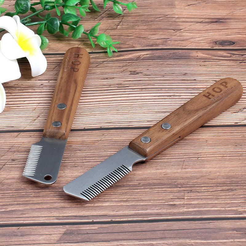 Walnut Handle Stripping Comb - Stainless Steel Plucking Knife for Terrier Dogs - Pets Perfect