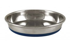 OurPets Premium Rubber Bonded Stainless Steel Cat Bowl Silver 12 oz