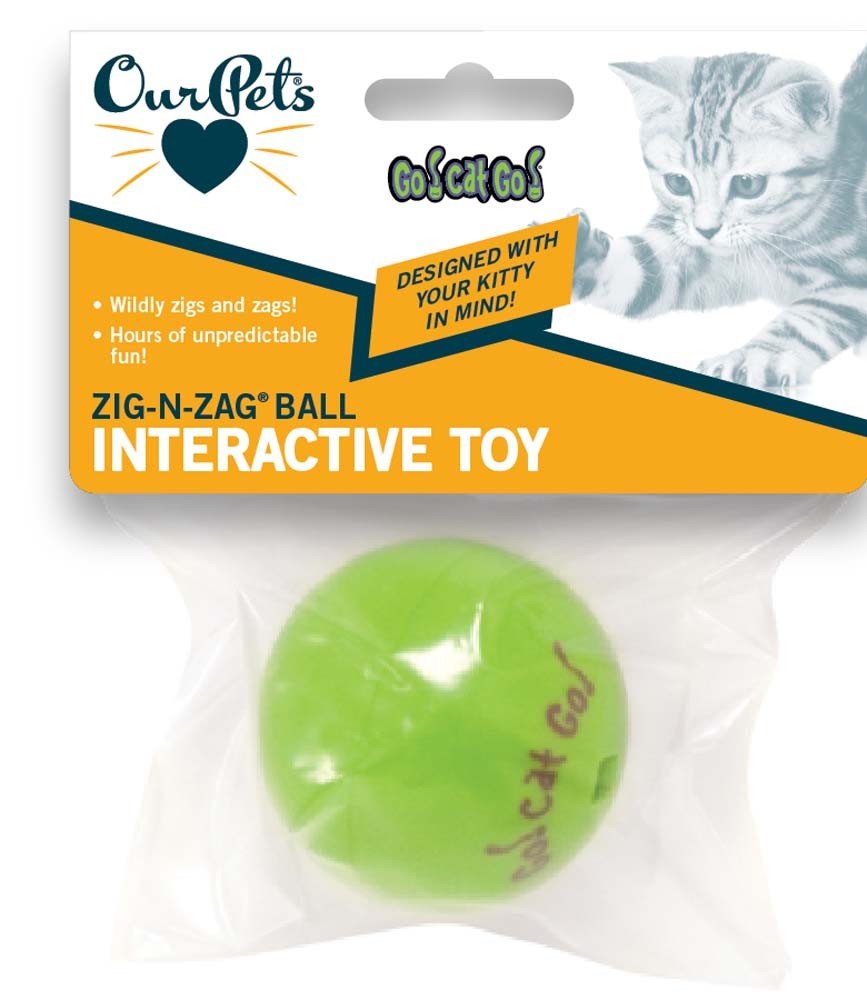 OurPets Zig - n - Zag Ball Cat Toy Green 1ea - Pets Perfect