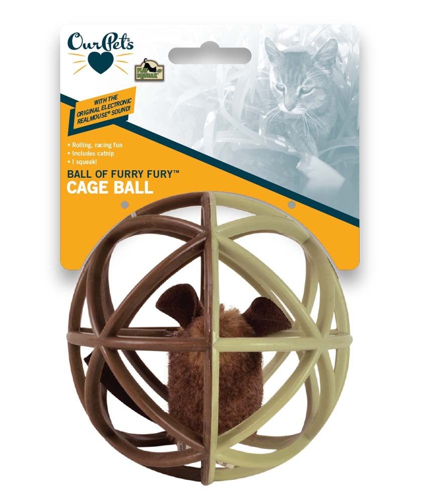 OurPets Trapped Mouse Ball of Furry Fury Catnip Toy Coffee/Beige 1ea - Pets Perfect
