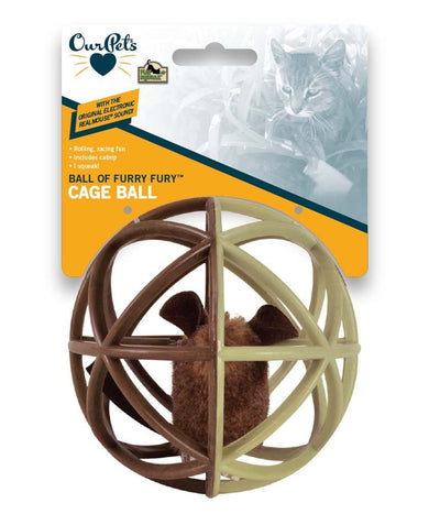 OurPets Trapped Mouse Ball of Furry Fury Catnip Cat Toy Coffee/Beige