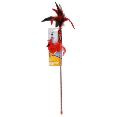 OurPets Real Bird Wand Cardinal Catnip Cat Toy Red