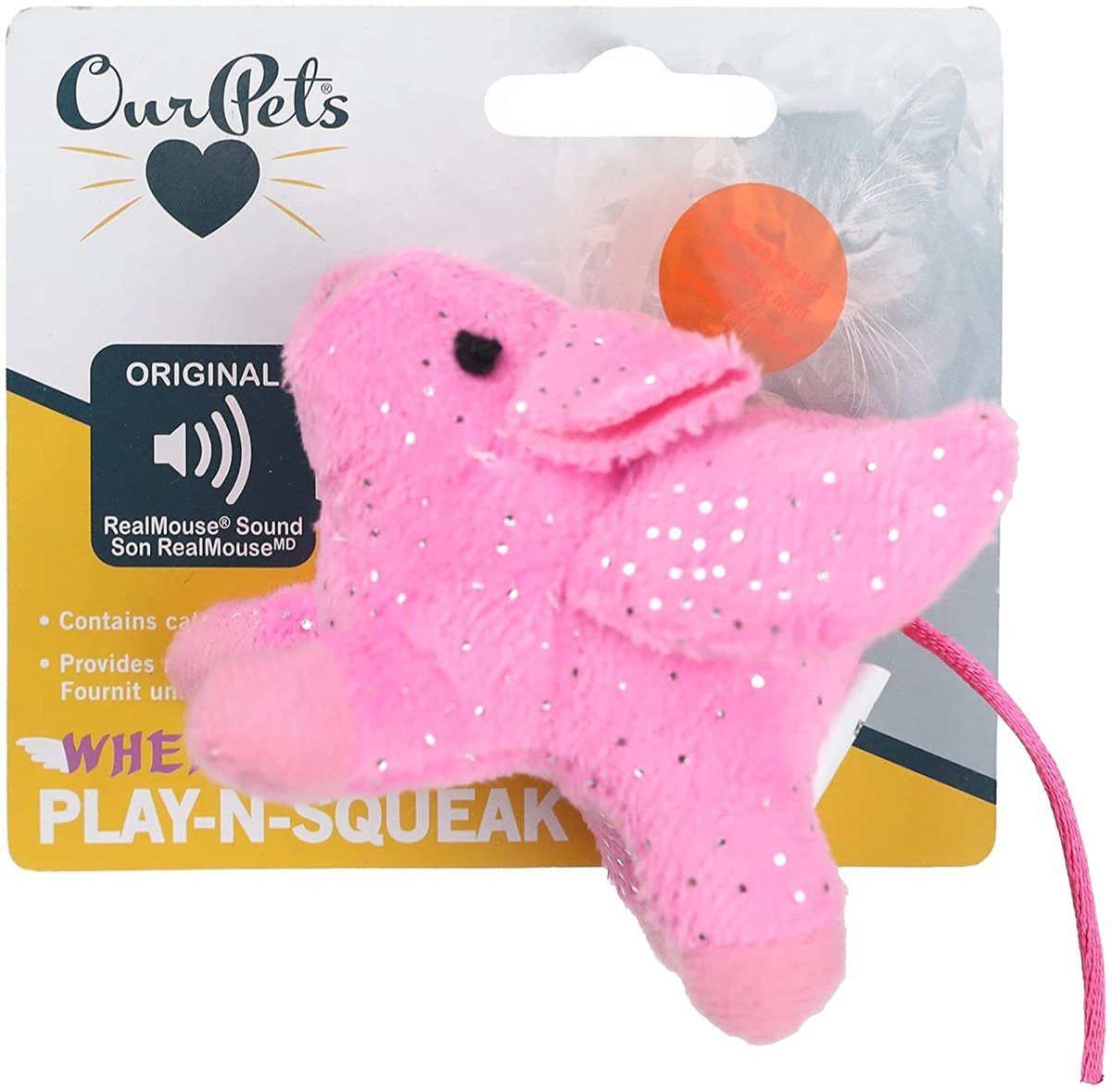 OurPets Play N Squeak Pigs Fly Catnip Toy Pink 1ea - Pets Perfect