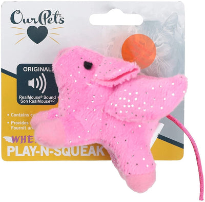 OurPets Play N Squeak Pigs Fly Catnip Cat Toy Pink