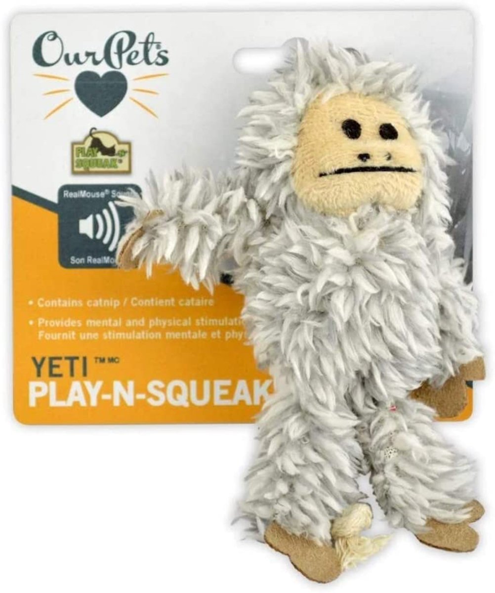 OurPets Play N Squeak Yeti Catnip Toy Grey 1ea/One Size - Pets Perfect