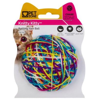 Pet Zone Products Knitty Kitty Rattle Yarn Ball Cat Toy SM (2 pack) - Pets Perfect