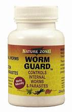 Small white Worm Guard bottle with orange internal parasite control label