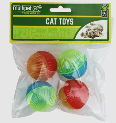 Multipet Lattice Ball Cat Toys in Assorted Colors, 1.5 in each, 4-Count