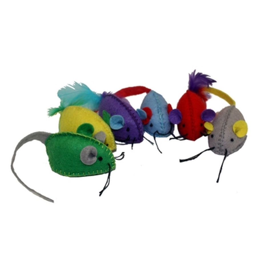 Multipet Stitch Mice Cat Toy with Catnip Assorted, 2.25 in, 6-Count