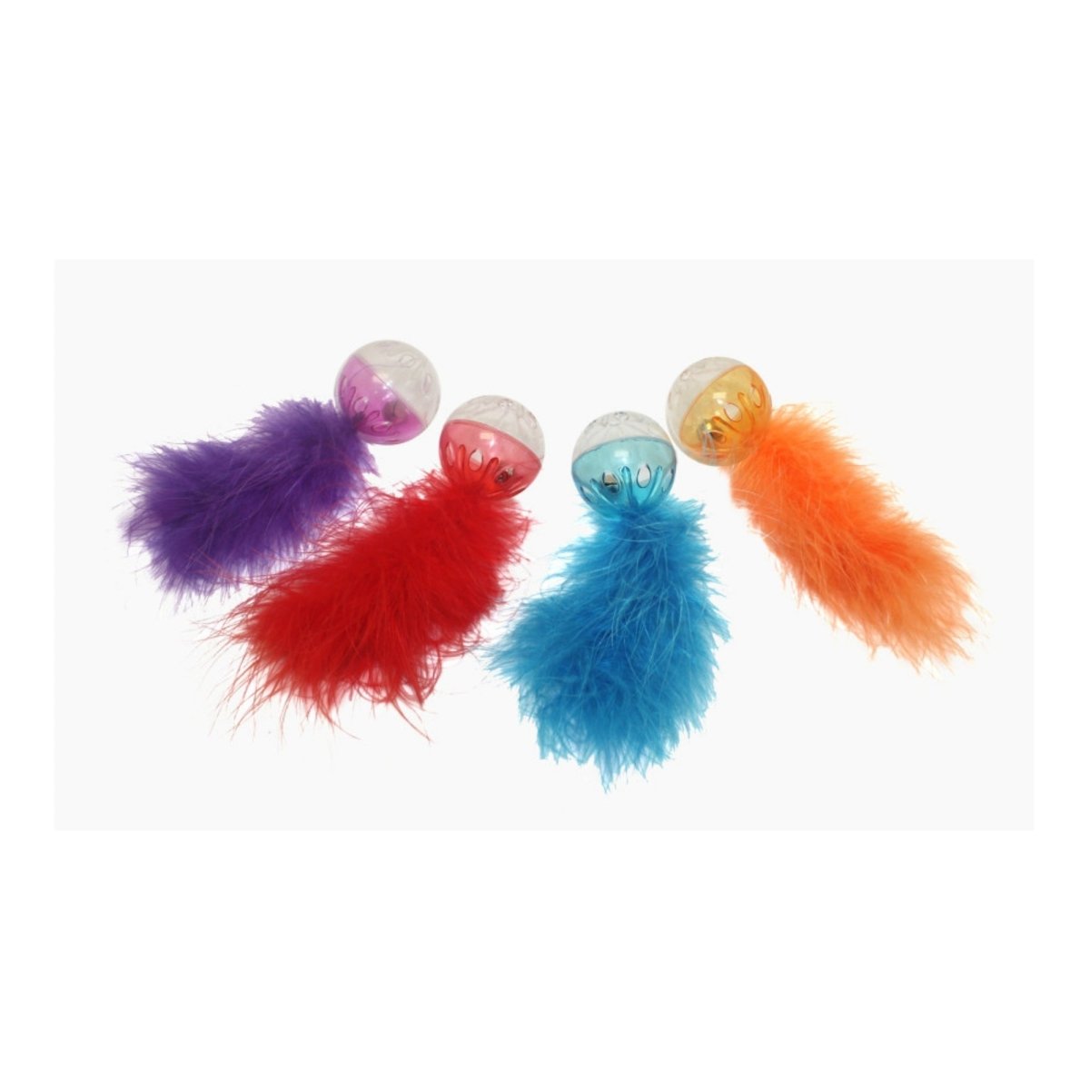 Multipet Lattice Ball with Feather Cat Toy Assorted 5 in 2 Pack - Pets Perfect