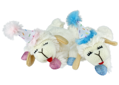 Multipet Lamb Chop Birthday Cat Toy 4 in Pink